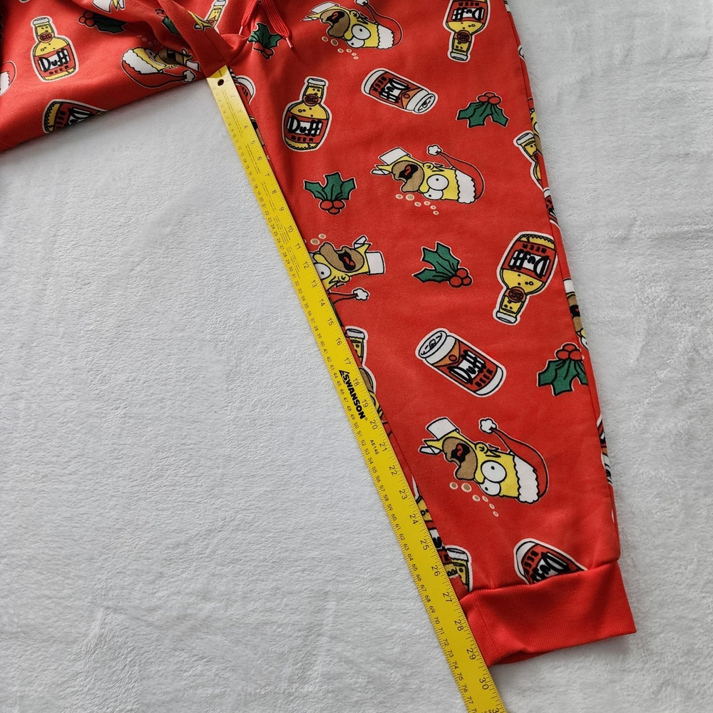 The Simpsons Duff Beer Track Pants Mens XL Orange Christmas Homer Jogger Holiday - Picture 4 of 12